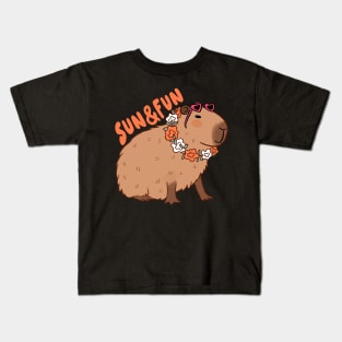 Sun and fun a cute capybara ready for summer vacation Kids T-Shirt